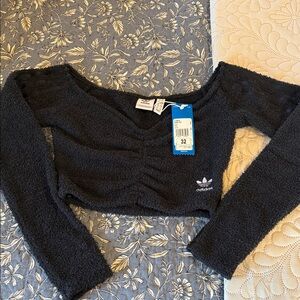 Adidas Charcoal Textured Crop Top